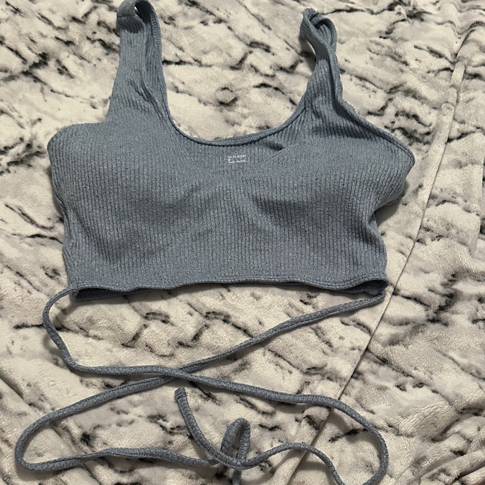 Gilly Hicks Blue Ribbed Crop Top